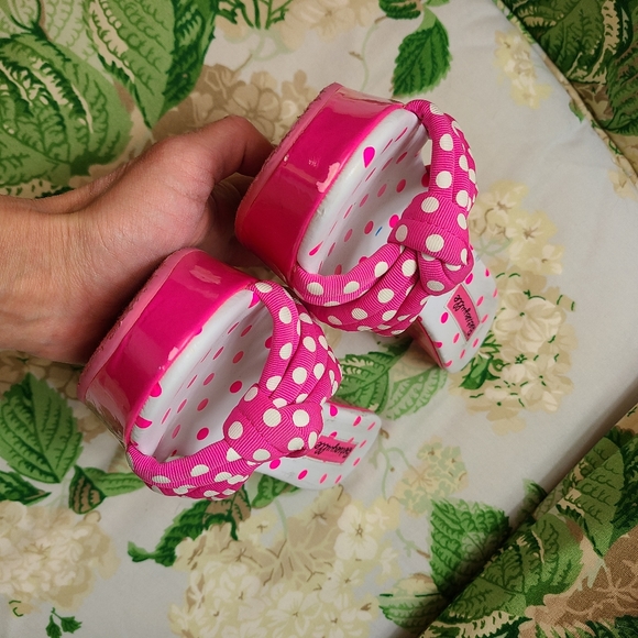 Vtg ๐ Betseyville ๐ platform polka dot pinup barbie princess party wedges!๐๐ - Picture 9 of 12